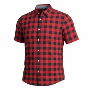 LE 31 SIMONS Mens XL Lumberjack Buffalo Plaid Short Sleeve Button Down Shirt